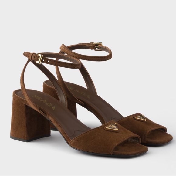 Prada Shoes - Prada Women's Brown Suede Heeled Sandals size 39.5